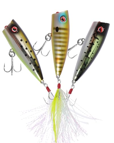 LITTMA Bass Fishing Topwater Popper Lures - Effective Top Water Lures for Bass Anglers - Durable Design for Catching Trophy Bass with High-Performance Popping Action - color: Tennessee Shad,Sunfish,Bass