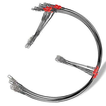 YOTO Fishing Leaders,Stainless Steel Tackle Rig with Tackle Lure Swivels Snaps, Saltwater rig Wire Leader Fishing Leader Wire Bottom rigs for Saltwater - color: Black Fishing Leaders, style: 2arm-12pcs