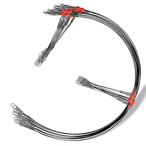 YOTO Fishing Leaders,Stainless Steel Tackle Rig with Tackle Lure Swivels Snaps, Saltwater rig Wire Leader Fishing Leader Wire Bottom rigs for Saltwater - color: Black Fishing Leaders, style: 2arm-12pcs