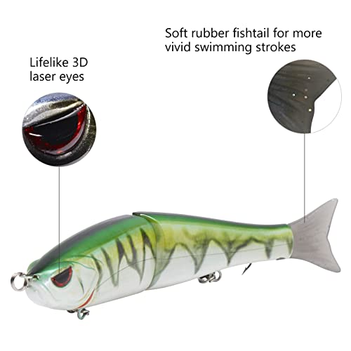 Bassdash SwimShad Glide Baits Jointed Swimbait Bass Pike Salmon Trout Muskie Fishing Lure - color: Firetiger, size: 7in/2.2oz