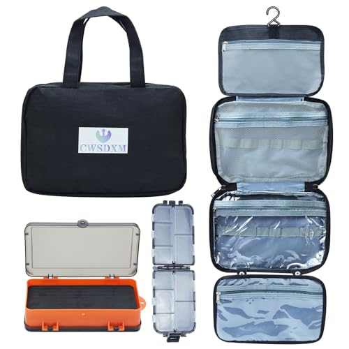 Sling Fishing Backpack Waterproof, Compact On-The-Go Tackle Bag with 2 Boxes, Camo Black Khaki (Storage handbag With Two Tackle Boxes) - color: Storage Handbag With Two Tackle Boxes