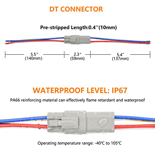 6 Set 6 Pin Waterproof Connector Automotive Electrical Butt DT Connector 16 AWG Wire Connectors Kit with Waterproof Heat Shrink Tubing for Car Truck Boat, 6 Kits (D- 6Pin Wiring 6Pair) - size: DT Connector 6 Sets 6 Pin