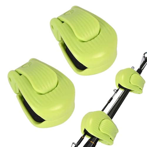 Fishing Rod Holder Clip with EPDM Non-Slip Strap, Portable Pole Tie and Wrap Organizer for Spinning, Casting and Telescopic Rods, Protective Rod Band for Travel and Storage