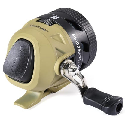 Sougayilang Spincast Fishing Reel,High Speed 3.9:1 Gear Ratio,Trouble-Free Push-Button Bait Casting Design and Reversible Handle for Left/Right Retrieve,Pre-Spooled with Monofilament Line - color: Yellow Spincast Reel