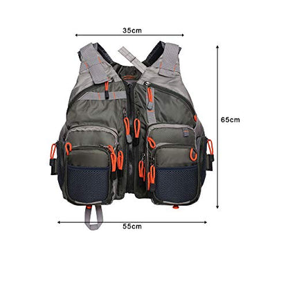 Waxaya Lightweight Fly Fishing Vest with Multi Pockets Adjustable Size Mesh Fishing Backpack for Men and Women - color: Green