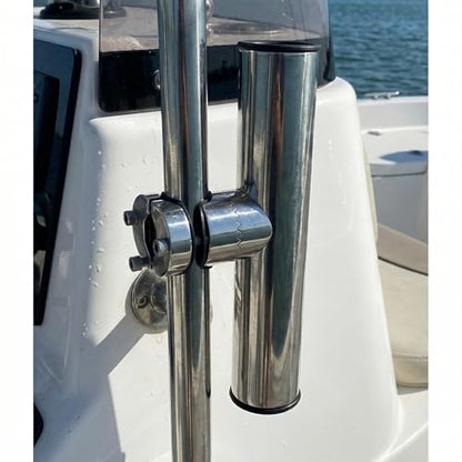 4Pcs Stainless Steel Fishing Rod Holder, Adjustable Rail Mount Clamp-On Fits 7/8"-1" Rails – Heavy Duty Fishing Pole Holder for Boat Kayak Pontoon