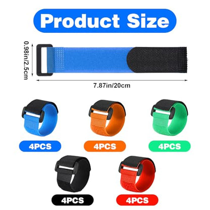 20 Pcs Fishing Rod Straps, 5 Color Hook & Loop Fish Rod Belts | Adjustable Elastic Fishing Pole Straps Tackle Belt Ties Casting Rods Fishing Rod Accessories for Casting, Fly Rods