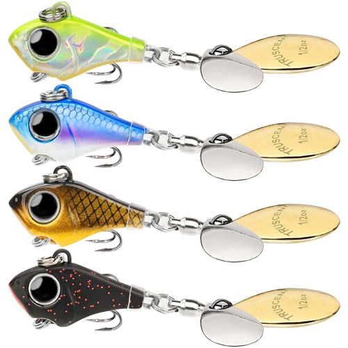 TRUSCEND Vibespinner Easy Catch Fishing Lures with BKK Hooks, Tail Spinner Baits with 4 Actions, Vibrating Swimming Flashing & Jigging for More Bites, Spoon Lures for Bass Trout Crappie Walleye Pike - color: A3-1/2oz-14g