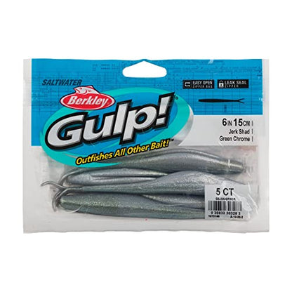 Berkley Gulp! Saltwater Jerk Shad Fishing Soft Bait - color: Green Chrome, size: 6"