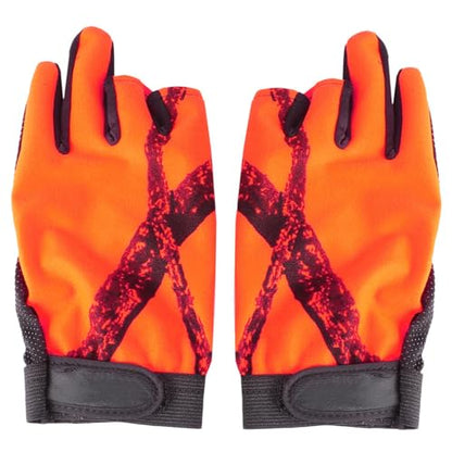 ABOOFAN 3-Finger Exposure Fishing Gloves, Anti-Slip Waterproof Thermal Windproof Gloves for Outdoor Fishing and Camping, Orange Pair