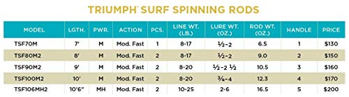 St. Croix Rods Triumph Surf Spinning Rod, TSF, Expertly Crafted, Premium Quality Spinning Rod - style: 10'0" Moderate-fast 2 Pc.