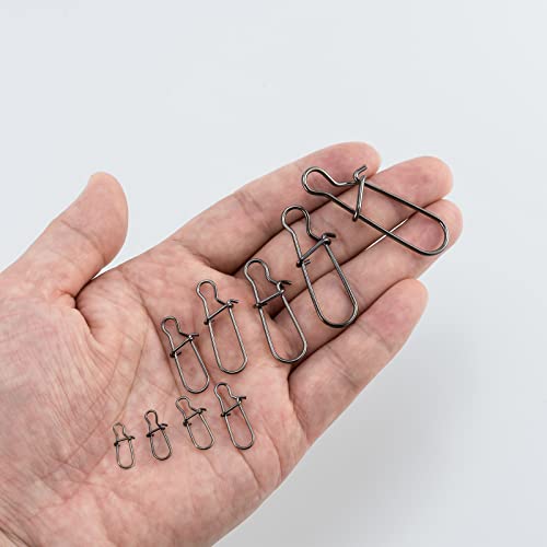 Dr.Fish 100 Pack Duo Lock Fishing Snaps Stainless Steel 26-220LB Lure Snaps Freshwater Saltwater Quick Change Speed Fishing Line Weights Clips - size: #5-88LB-100 Pack