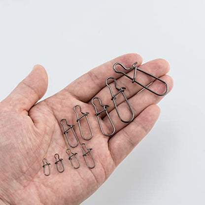 Dr.Fish 100 Pack Duo Lock Fishing Snaps Stainless Steel 26-220LB Lure Snaps Freshwater Saltwater Quick Change Speed Fishing Line Weights Clips - size: #4-77LB-100 Pack