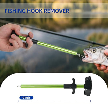 RAWILL Fishing Kit,Filleting Knife,Hook Remover,Fish Grip, Line Cutter,Fishing Scale, Pliers with Lanyards,Not Include Batteries - color: Green