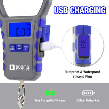 Booms Fishing Scale with Fish Gripper: Digital Fish Scale and Lip Gripper Combo - Fish Weigher with 65lbs/30kg Capacity, USB Charging, LCD Display, Memory Storage - Fishing Tools for Men, XW50 - size: WIth fish gripper