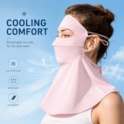 Face Cover for Sun Protection UPF 50+ UV Face Mask, UV Face Shield for Golf, Hiking Fishing & Outdoors Breathable - color: Pink