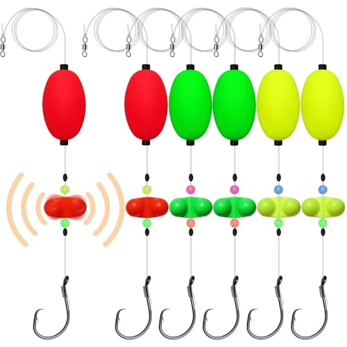 Dovesun Pre-Tied Catfish Rig System, 23 Inch 55LB Santee Cooper Catfish Float Rig with Adjustable EVA Slip Float and High Carbon Circle Hooks 5/0 6/0 8/0, Ready-to-Fish for River and Bank Fishing - color: Oval Float 8/0 Hook * 6PCS