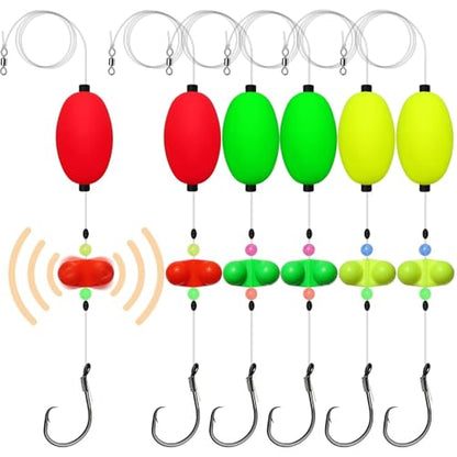 Dovesun Pre-Tied Catfish Rig System, 23 Inch 55LB Santee Cooper Catfish Float Rig with Adjustable EVA Slip Float and High Carbon Circle Hooks 5/0 6/0 8/0, Ready-to-Fish for River and Bank Fishing - color: Oval Float 6/0 Hook * 6PCS