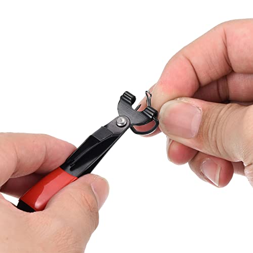 PATIKIL Fishing Quick Knot Tying Tool Stainless Steel 4 in 1 Fly Line Clipper with Fishing Retractor Combo for Angler Vest Pack Tool Gear, Black Red