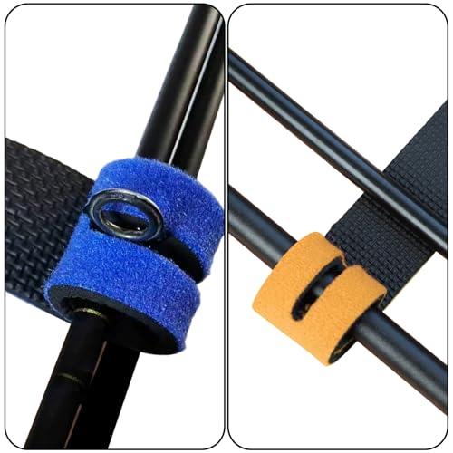 DONQL 12 Pcs Fishing Rod Straps, Stretchy Fishing Rod Tackle Ties, 6 Color Hook and Loop Pole Belts Casting Rods Belt with Fastening Pole Belts for Casting Rods Spinning