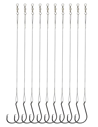 Circle Hooks Rigs Saltwater Steel Leader Wire, 25pcs Heavy Duty Circle Hook with Leader Wire Bass Catfish Fishing Lure Rig - size: 6/0