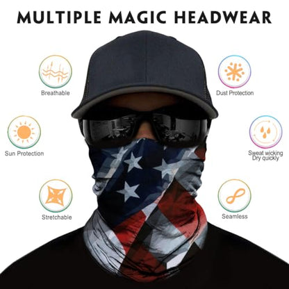 Neck Gaiter for Men Women Headwear Bandana Head Wrap Face Scarf Mask Cover Warmer Balaclava-Seamless & Versatile - color: A-6pcs-flag 2