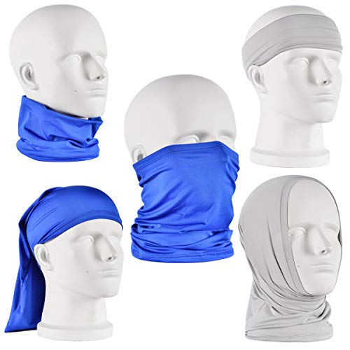 UV Face Cover Neck Gaiter Mask Dust Protection Magic Scarf Wind Bandana Balaclava for Summer Running Fishing 4 PCS - color: 4pcs Black,grey,blue,white