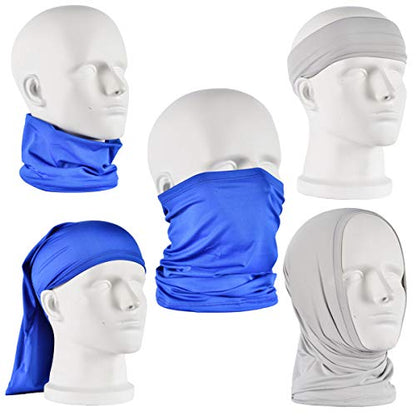 UV Face Cover Neck Gaiter Mask Dust Protection Magic Scarf Wind Bandana Balaclava for Summer Running Fishing 4 PCS - color: 4pcs Black,grey,blue,white