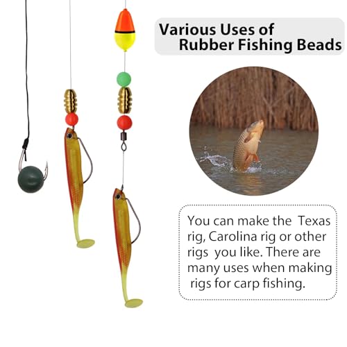 Dovesun Soft Rubber Fishing Beads Fishing Bait Eggs Accessories 7 Colors with Tackle-Box 0.23in(600pcs), 0.31in(250pcs), 0.39in(120pcs) - color: Round-0.39in/10mm*120pcs