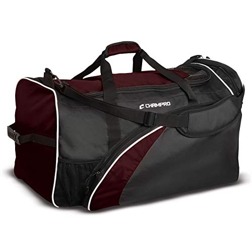 CHAMPRO Varsity Football Equipment Bag With Shoulder Carry Strap, Laundry and Helmet Bags - color: MAROON
