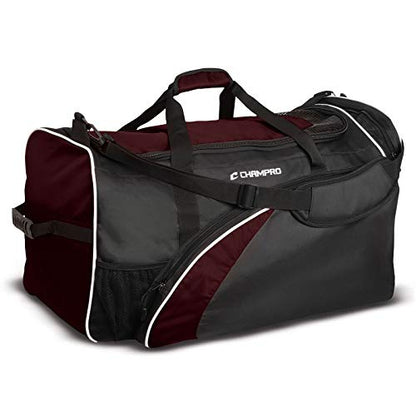CHAMPRO Varsity Football Equipment Bag With Shoulder Carry Strap, Laundry and Helmet Bags - color: MAROON