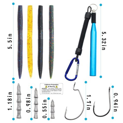 Senko Worms 40/133Pcs Fishing Soft Plastic Bait Bass Fishing Lures | Crawfish Lure Soft Plastic Worms Fishing Lure Wacky Rig Carolina Rigged - color: C-Senko Lures 133pcs 5.15in