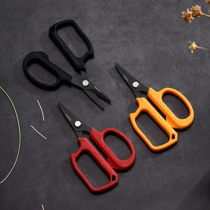 JARVISTAR 4.65" Fishing Scissors - Heavy Duty Line Cutter with Spring Clip Keychain, Dual Serrated Stainless Blades - Cuts Braided, Mono & Fluorocarbon Lines for Saltwater & Freshwater Black - color: Black