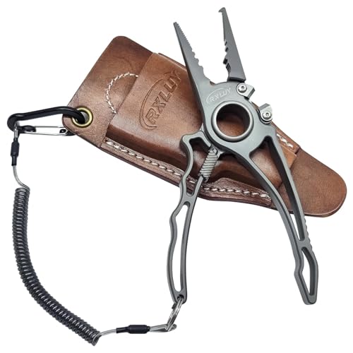 Titanium Fishing Pliers, Premium Saltwater Fishing Gear, Tungsten Cutters, Split Ring Hook Remover, Knot Tying Tool with Lanyard, Ice Fishing, Sea Fishing Kit Gifts for Men - color: With Lock