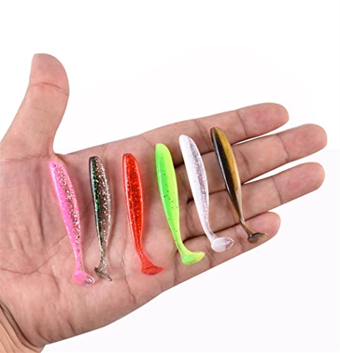 Toasis Fishing Soft Plastics Paddle Tail Swimbait Bass Trout Fishing Lures 2.8-inch Pack of 60 - color: Mixed
