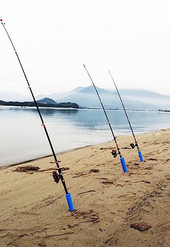 Fishing Rod Holders for Bank Fishing,Bank Fishing Rod Rack Stand,Fishing Pole Holders Ground, with Fishing Rod Alarm Bell - color: Blue