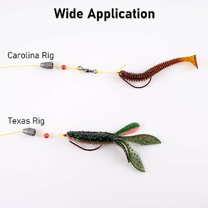 Dr.Fish EWG Hooks Bass Fishing Worm Hooks Extra Wide Gap Freshwater Fishing Carolina/Texas Rig - color: Red, size: #1/0-100Pack