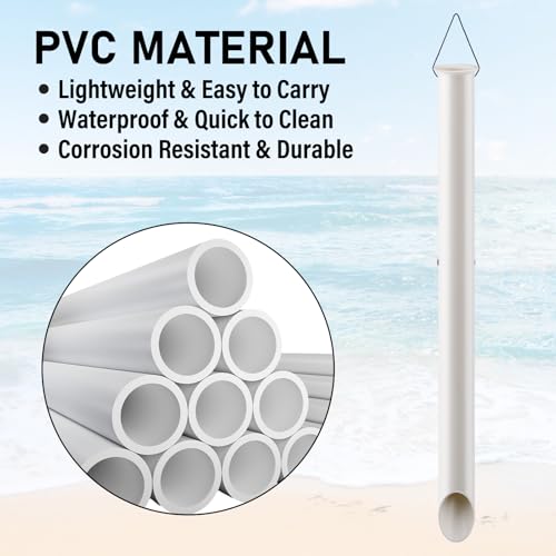 Dr.Fish PVC Sand Spike Surf Fishing Rod Holder, 27" Beach Fishing Surf Casting Rod Holder Portable Rod Stand for Beaches, Riverbanks and Sandy Shores