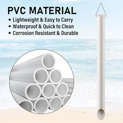 Dr.Fish PVC Sand Spike Surf Fishing Rod Holder, 27" Beach Fishing Surf Casting Rod Holder Portable Rod Stand for Beaches, Riverbanks and Sandy Shores