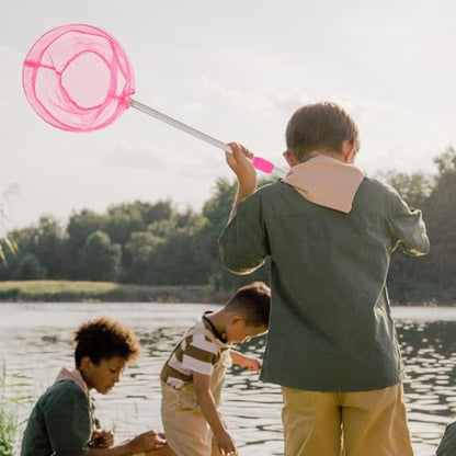 PRETYZOOM Telescopic Fishing Net for Wear-Resistant Aluminum Alloy Landing Net Pole Capacity for Outdoor Freshwater Lake Fishing and Camping Retractable Pink Design