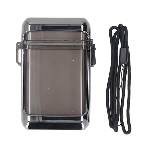 AYNEFY ID Card Holder, Airtight Lid with Rubber Seal, Lightweight and Portable with Lanyard, for Swimming Rafting Canoeing Surfing Beach (Black) - color: Black