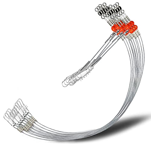 YOTO Fishing Leaders,Stainless Steel Tackle Rig with Tackle Lure Swivels Snaps, Saltwater rig Wire Leader Fishing Leader Wire Bottom rigs for Saltwater - color: White Fishing Leaders, style: 1arm-12pcs