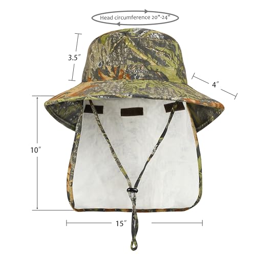 Catalonia Sun Hat for Men,Outdoor Wide Brim Hat with Neck Flap Cover for Fishing Hiking Safari Gardening - color: Camo Style C / Side Mesh