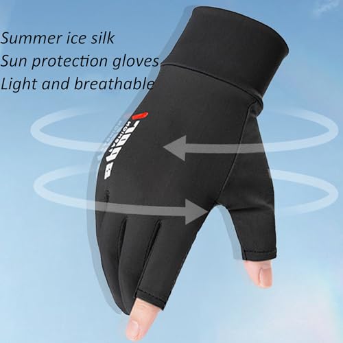UTOWO Mens Spring/Summe Half Finger Gloves Outdoor Hiking Driving Cycling Riding Breathable Sunblock Gloves UV Protection - color: Black
