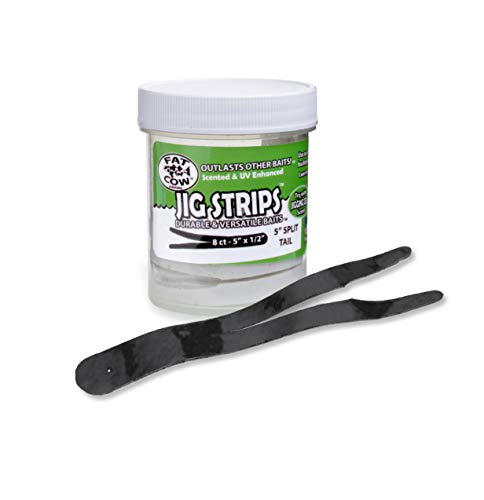 Fat Cow Jig Strips Split Tail 5" - 40X Stronger Than Soft Baits - 8 ct - color: Black
