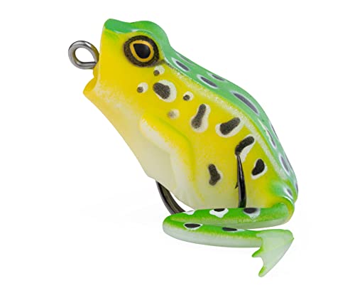 Lunkerhunt Frog Fishing Lure for Bass Fishing | Popping Frog Lure 1/4 oz | Topwater Fishing Bait with Weedless Hooks, Hollow Body, Trout Pike Lures - color: Leopard, size: 1.75 inch