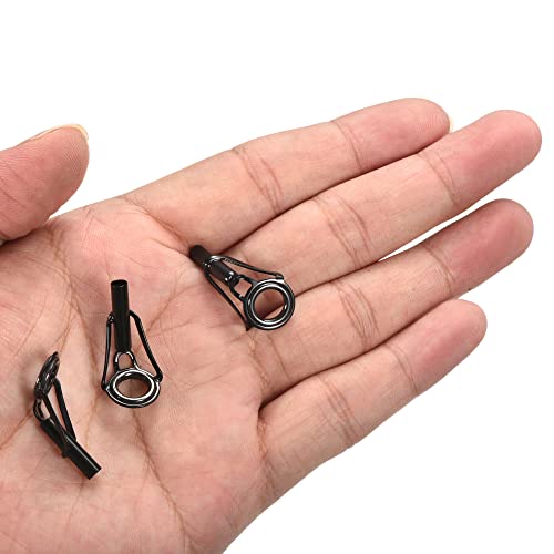 PATIKIL Tube Dia Fishing Rod Tips Repair Kit, Stainless Steel Black Guide Ring for Fishing - size: 3.4mm