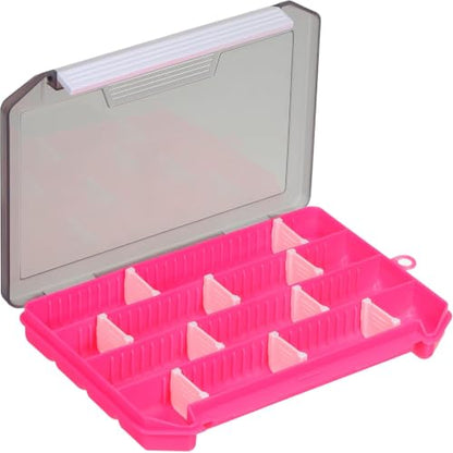 2-Pack Fishing Tackle Boxes,Small Tackle Trays with Adjustable Dividers for Hooks, Weights, Swivels, Hard Lures (Pink) - color: 2 Pack Pink(Size: 8" L x 5.5" W x 1" H)