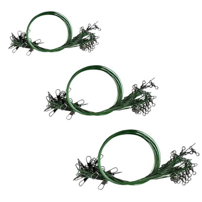 Stainless Steel Fishing Leader Wire with Swivel Snaps – 60pcs Saltwater & Freshwater Fishing Tackle Connectors for Lures and Hooks