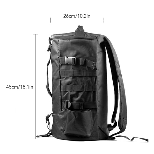 HURRISE Fishing Tackle Bag, Multifunctional Large Capacity Fishing Backpack Outdoor Travel Camping Fishing Rod Reel Tackle Bag Shoulder Bag Luggage Bag (Black) - color: Black